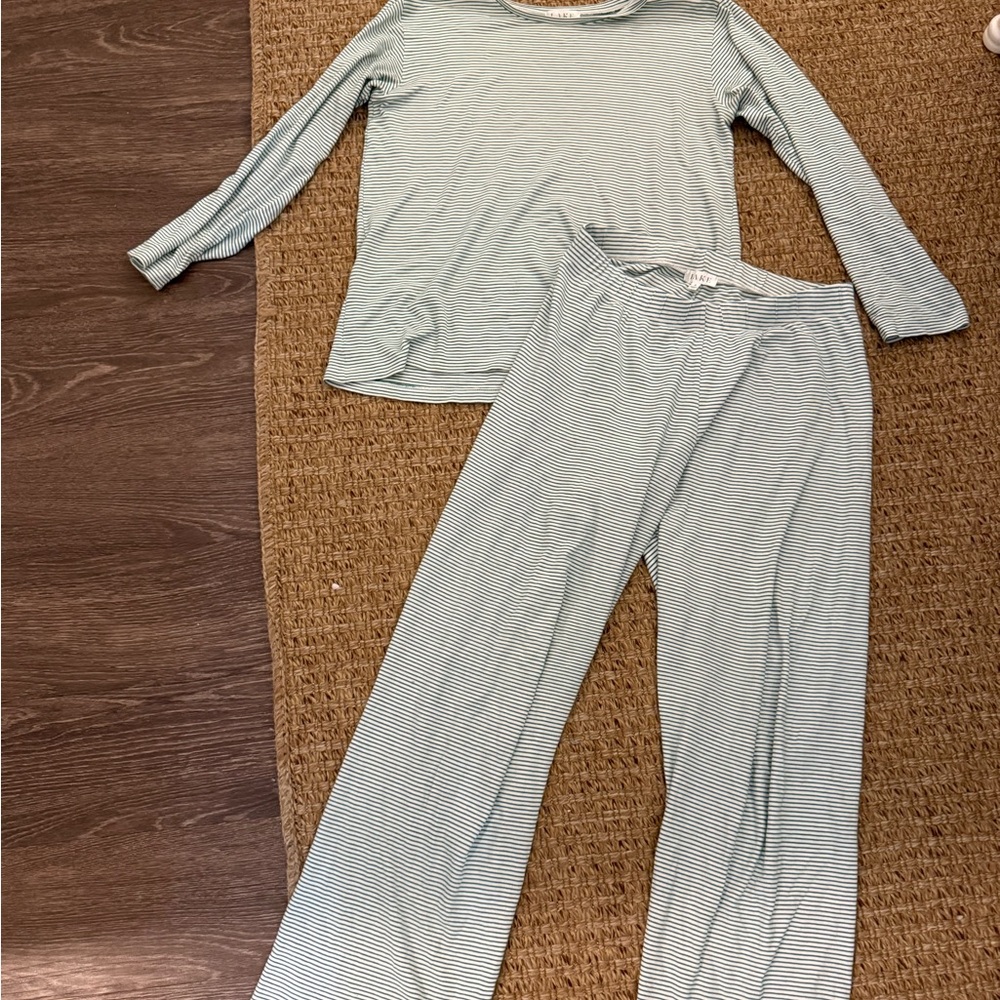 Small green striped lake pants pajama set PRICE IS FIRM